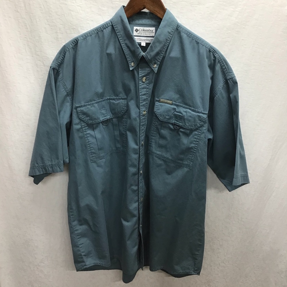 Columbia green button down shirt.  XL